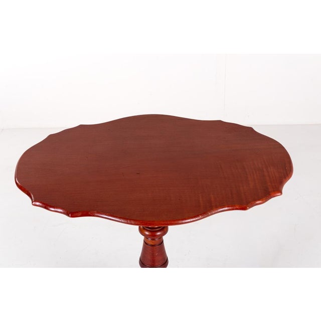 Antique Mahogany Tripod Table: Scalloped Edge Wine Table, 1890s For Sale - Image 3 of 9