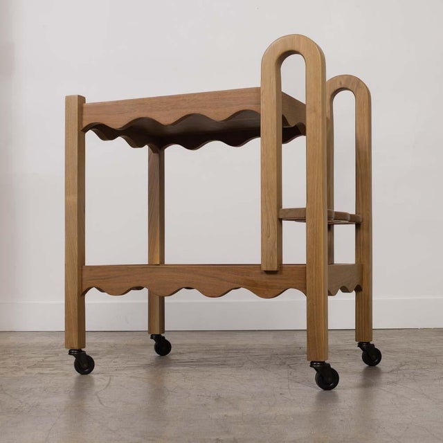 Wood Panoplie Scalloped Bar Cart, Walnut For Sale - Image 7 of 16
