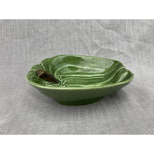 Green Vintage Olfaire Majolica Green Bell Pepper Bowl For Sale - Image 8 of 17