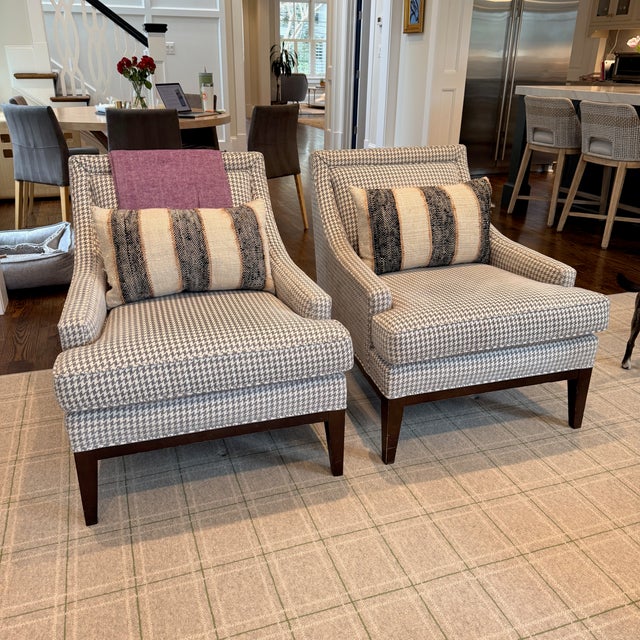 Pair Mitchell Gold Houndstooth Chairs For Sale - Image 12 of 12