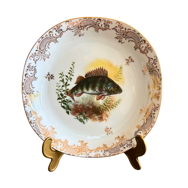 Vintage French Hand-Painted Fish Service from Limoges, 1950, Set of 7 For Sale - Image 6 of 11