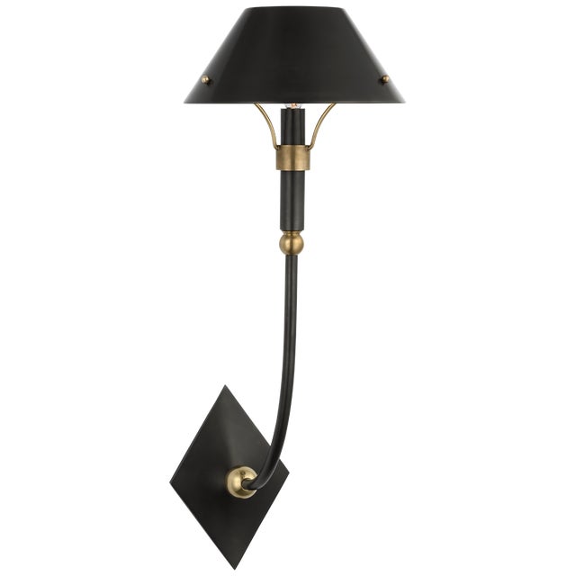 Turlington Large Sconce in Bronze and Hand-Rubbed Antique Brass with Bronze Shade Designer: Thomas O'Brien Height: 23.75"...