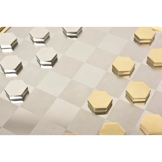 Modern Vintage Romeo Rega Brass and Chrome Plated Sculptural Checkers Game, 1970's, Restored, Italy For Sale - Image 3 of 11