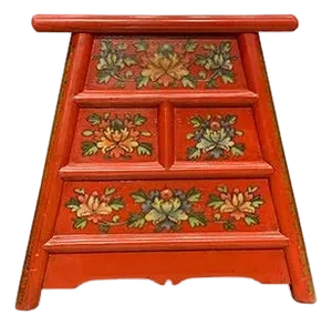 1980s Tibetan Barber Stool With Drawers