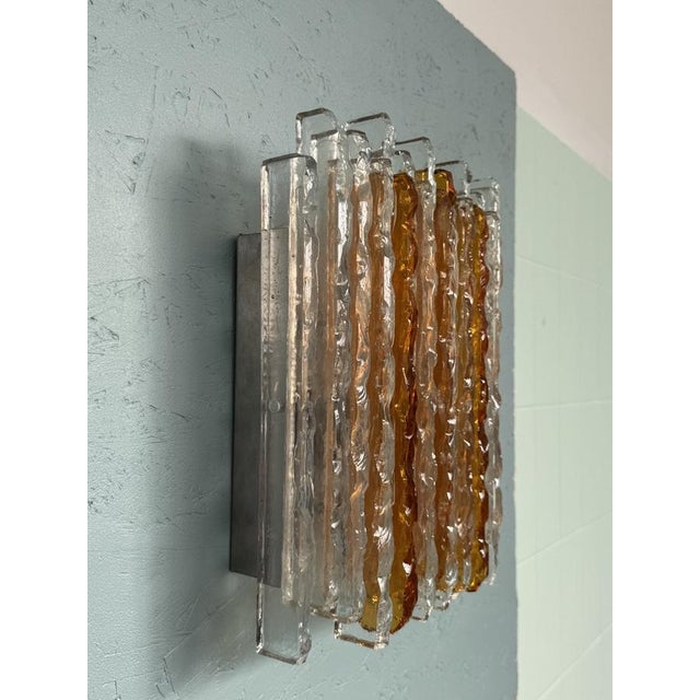 Mid-Century Modern Clear Amber Glass Wall Light by Albano Poli for Poliarte, Italy, 1970s For Sale - Image 3 of 13