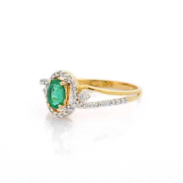 Not Yet Made - Made To Order Genuine Emerald Diamond Women Engagement Ring in 18k Solid Yellow Gold Size 7 For Sale - Image 5 of 13