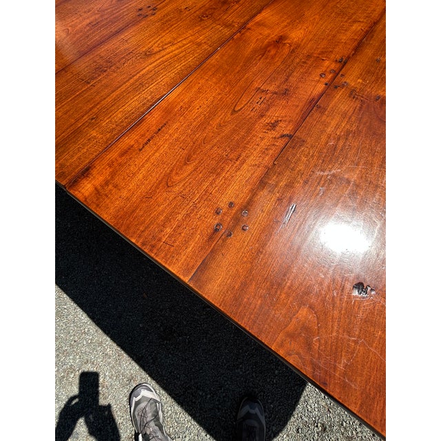 Monumental Vintage Walnut Dining Table With Queen Anne Style Pedestals For Sale - Image 11 of 18