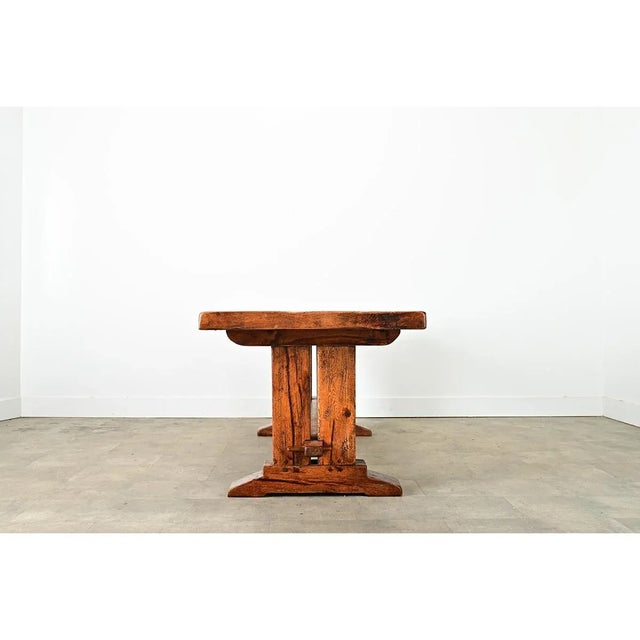 French 19th Century Solid Oak Trestle Table For Sale - Image 9 of 12