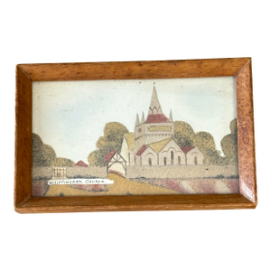 Framed Vintage Sand Art of Whippingham Church Isle of Wight