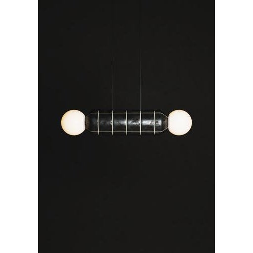 Ceramic Navazi Medium Horizontal Lamp in Burnished Copper and Frosted Glass by Svitanok For Sale - Image 7 of 18