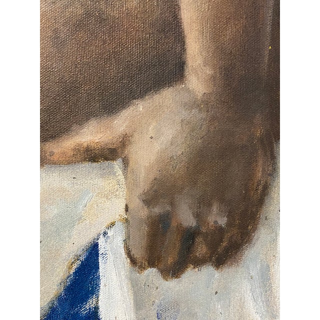 Textile African-American Woman Life Study Painting by Leonard Buzz Wallace For Sale - Image 7 of 13