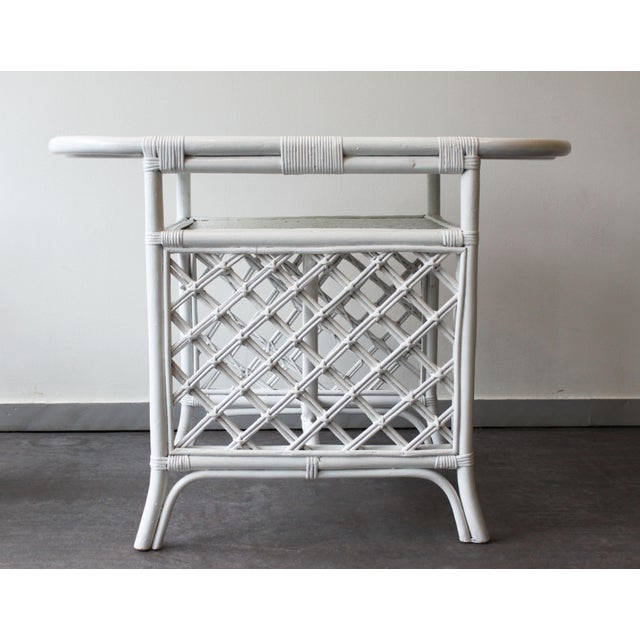 Table and Chairs in White Rattan, Set of 3 For Sale - Image 5 of 10