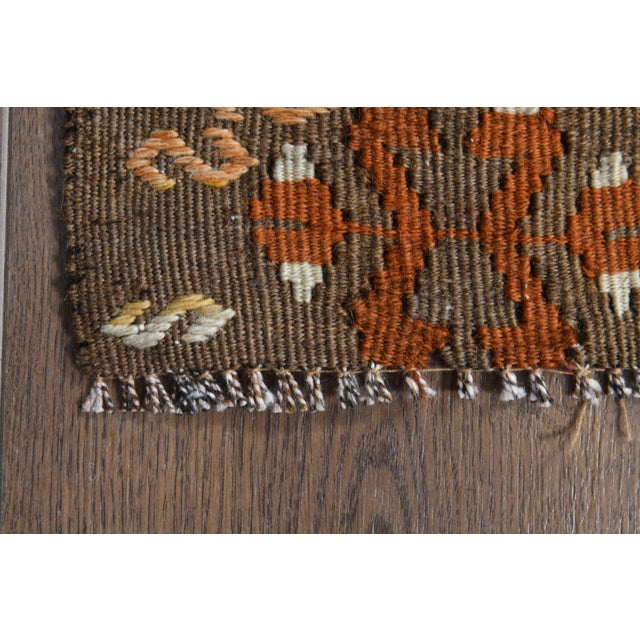 1970s Vintage Handmade Wool Cotton Orange Runner Rug For Sale - Image 9 of 11