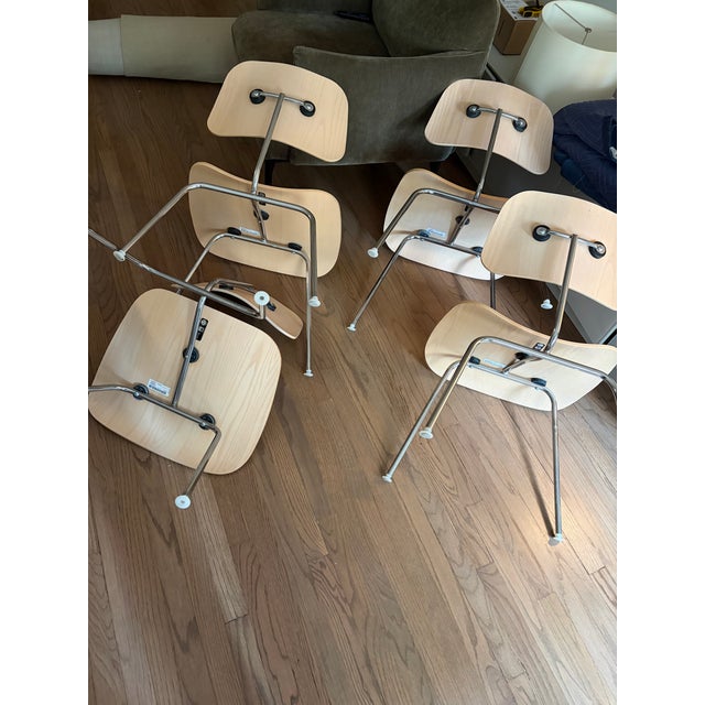 Wood DWR Eames Dining Chair Metal Base Chrome - White Ash For Sale - Image 7 of 7