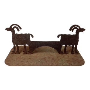 1990s Artisan Hand Cut Iron Boot Scrape With Goats