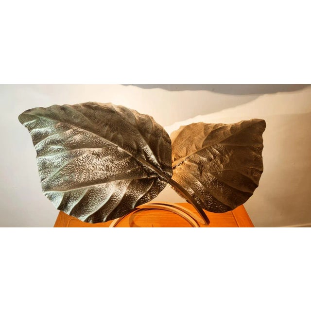 Brass Lamp with Two Leaves by Tommaso Barbi For Sale - Image 9 of 18