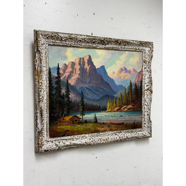 Cabin Harry Leonard Lopp Kintla Lake Oil Painting, Vintage For Sale - Image 3 of 12