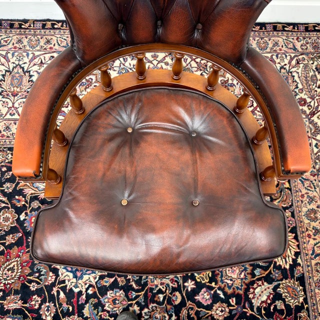 English Oxblood Chesterfield Desk Chair For Sale - Image 6 of 8