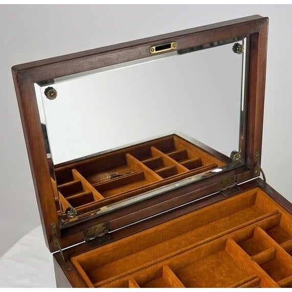 Wood 1970s Henkel Harris Virginia Galleries Solid Wild Black Cherry Jewelry Chest For Sale - Image 7 of 18