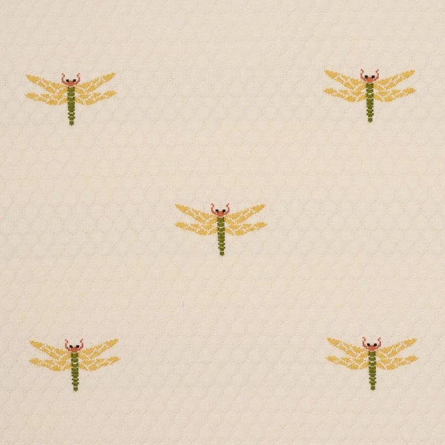 SAMPLE - Schumacher Dragonflies Fabric In Ochre For Sale
