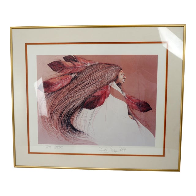 Framed Signed Lithograph Wind Warrior Frank Howell-20 in X 15 in - 1987 For Sale