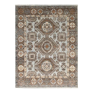 8x10 Sloane Kazak Ivory Floral Traditional Hand Knotted Wool Carpet Rug For Sale