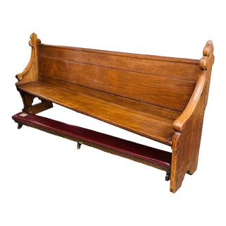 Antique 1865 Church Pew With Kneeler - St Patrick’s Catholic Church Buffalo, Ny For Sale