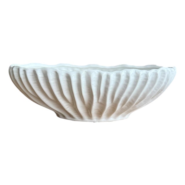 1990s White Oval Seashell Planter For Sale