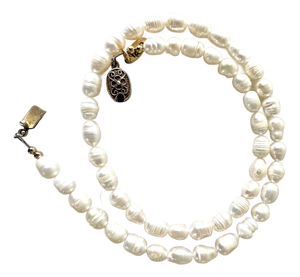 Freshwater Pearl Beaded Necklace With Vintage Sterling Silver Clasp