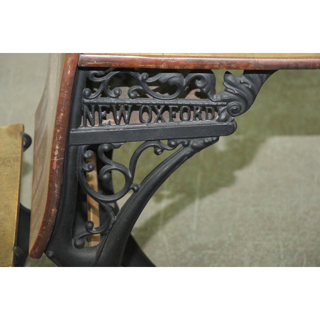 Early 20th Century Antique Oak & Iron Childrens School Row Seat & Desk Combo For Sale - Image 5 of 9