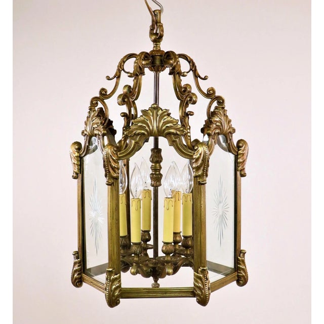 Circa 1800 French Louis XIV Bronze Lantern With Cut Glass Panels For Sale - Image 13 of 13