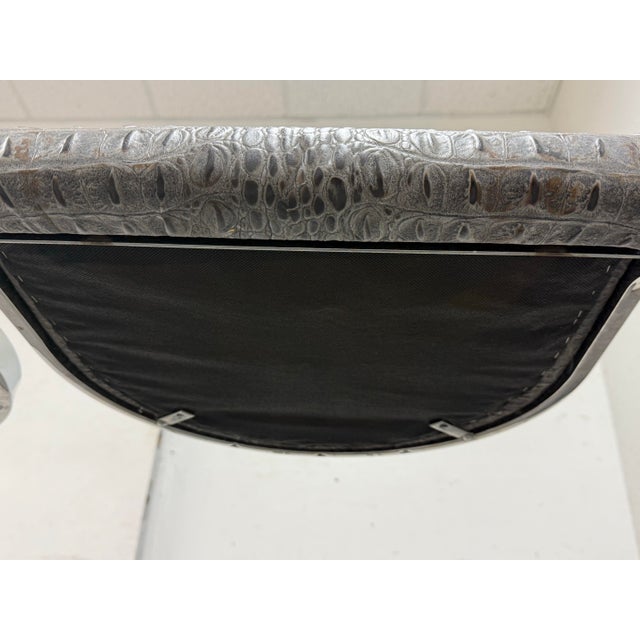 Crocodile Embossed Cantilever Bar Stools, Pair For Sale - Image 12 of 12