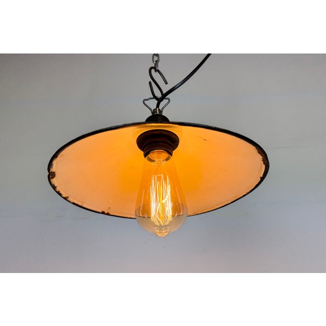 Industrial Petrol Enamel Factory Pendant Lamp, 1960s For Sale - Image 15 of 16