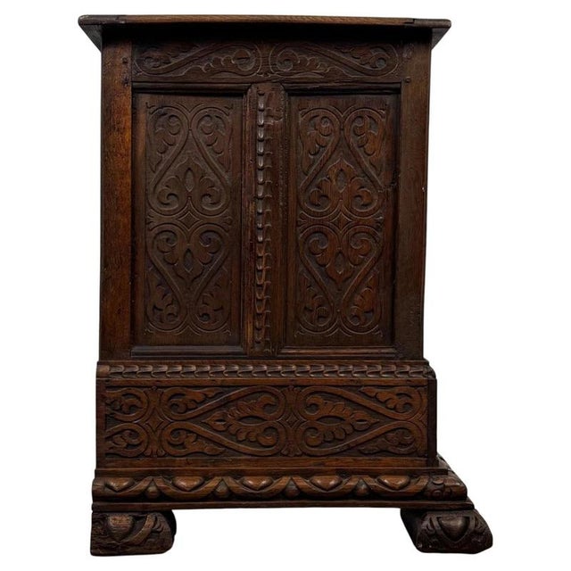 18th Century Georgian English Carved Oak Coffer For Sale - Image 4 of 11