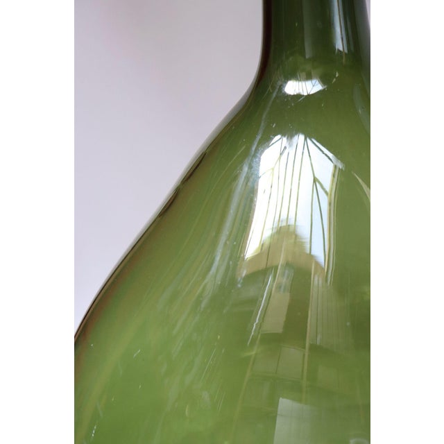 Vintage Italian Green Blown Glass Bulbous Form Demijohn Carboy For Sale - Image 10 of 18