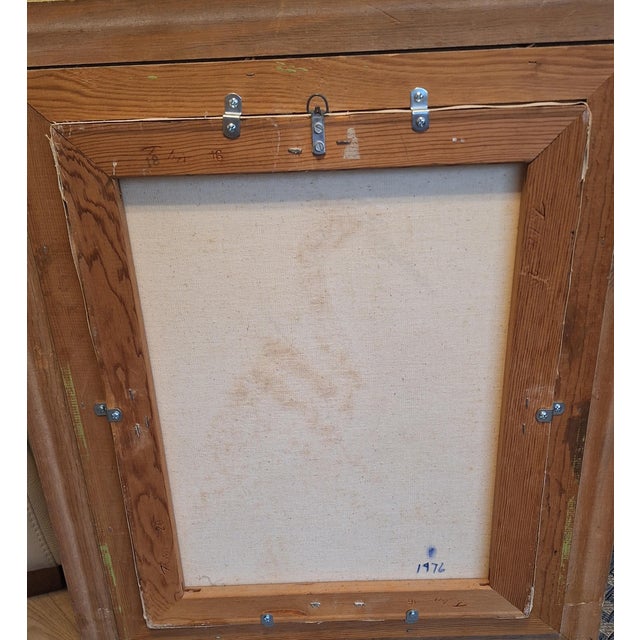 1970s 1976 Coastal White Egret Oil Painting – Framed Accent Piece For Sale - Image 5 of 6