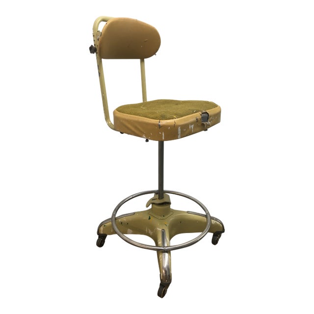 Globe Industrial Tanker Style Drafting Stool for Reupholstery For Sale