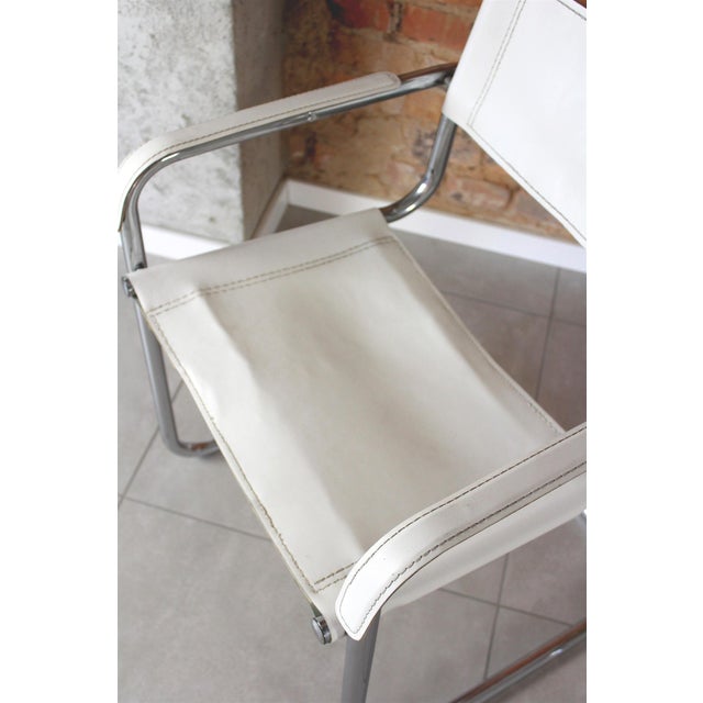 Vintage Italian White Leather and Chrome Cantilever Chairs, Italy, 1980s, Set of 4 For Sale - Image 4 of 18