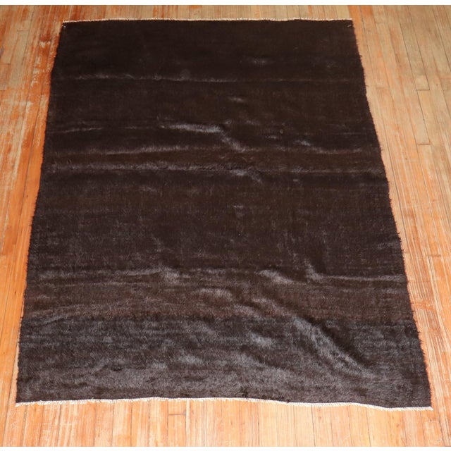 Late 20th Century Black Sirt Turkish Mohair Rug - 4'6" x 6'2" For Sale - Image 4 of 5