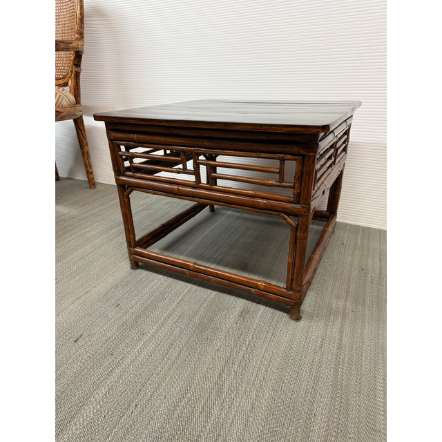 Organic Modern Dark Bamboo Side Table For Sale - Image 4 of 12
