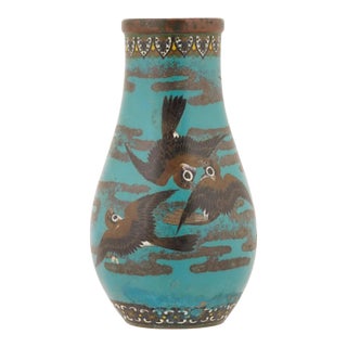 Japanese Cloisonne Enamel Vase Sparrows Meiji Period Nagoya School For Sale