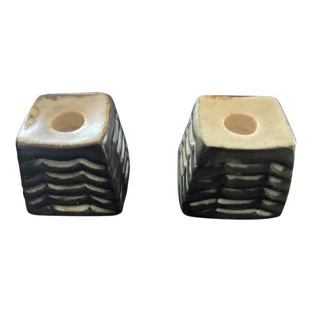 Mid Century Royal Copenhagen Cubes (Pair) With Relief Decoration by Eva Staehr-Nielsen - Rare For Sale