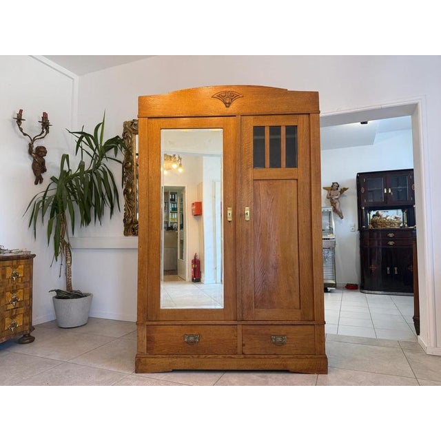 Original Art Nouveau mirrored wardrobe. Dimensions: Height x Width x Depth 202 x 130 x 57 cm. Original, clean Art Nouveau...