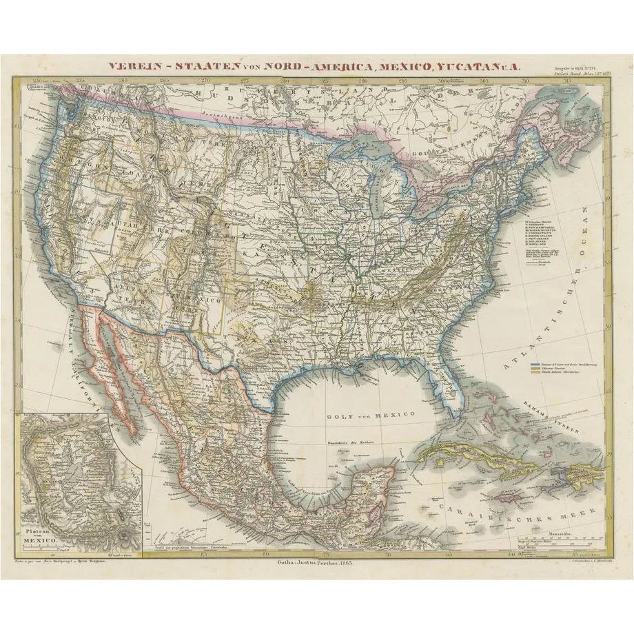 Antique Map of the United States of America | Chairish