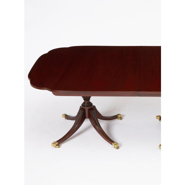 Wood English George III Style Mahogany Double Pedestal Extending Dining Table For Sale - Image 7 of 10