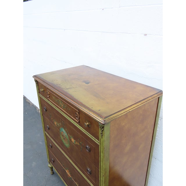 French Early 1900s Carved Hand Painted Cameo Tall Chest of Drawers 6561 For Sale - Image 18 of 18