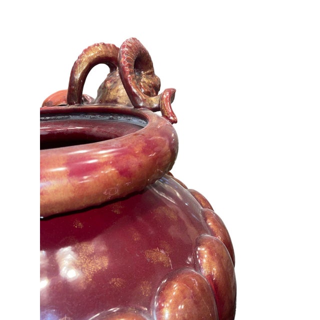 Large Continental Glazed Earthenware Faun Mask Jardinière. Early 20th Century. For Sale In Los Angeles - Image 6 of 9