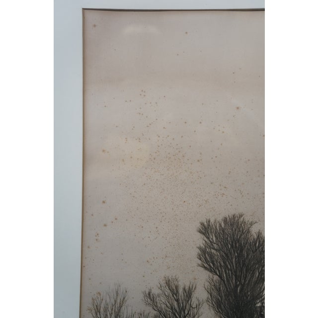 Late 19th Century Antique Ernest Christian Rost Country Road Church Winter Landscape Etching 35" For Sale - Image 5 of 10