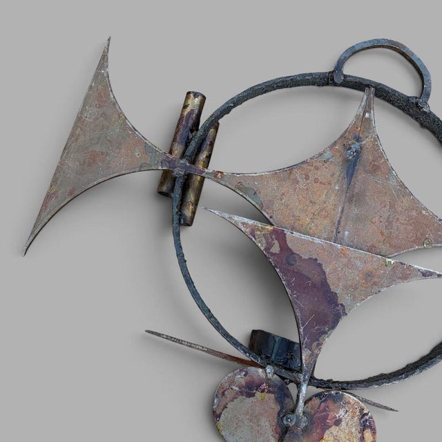 Copper Danish Brutalist Wall Sculpture and Candleholder by Henrik Horst, 1970s For Sale - Image 8 of 9