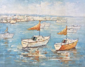 Contemporary Impressionist Style Nautical Original Oil Painting, 48" X 60"